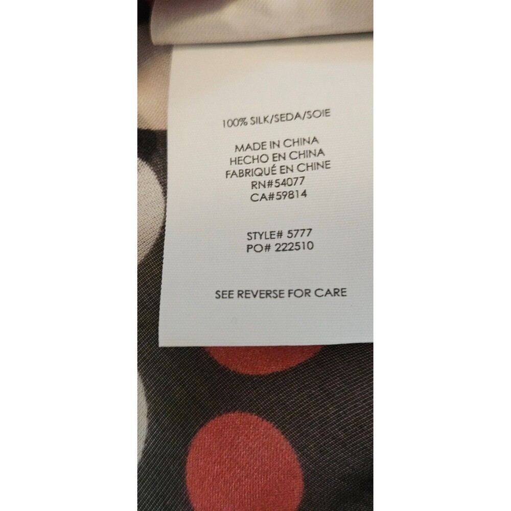 Cabi 100% Silk Scarf Approximately 70” x 13” Women’s Geometric Polka Dot Pattern - Picture 9 of 10